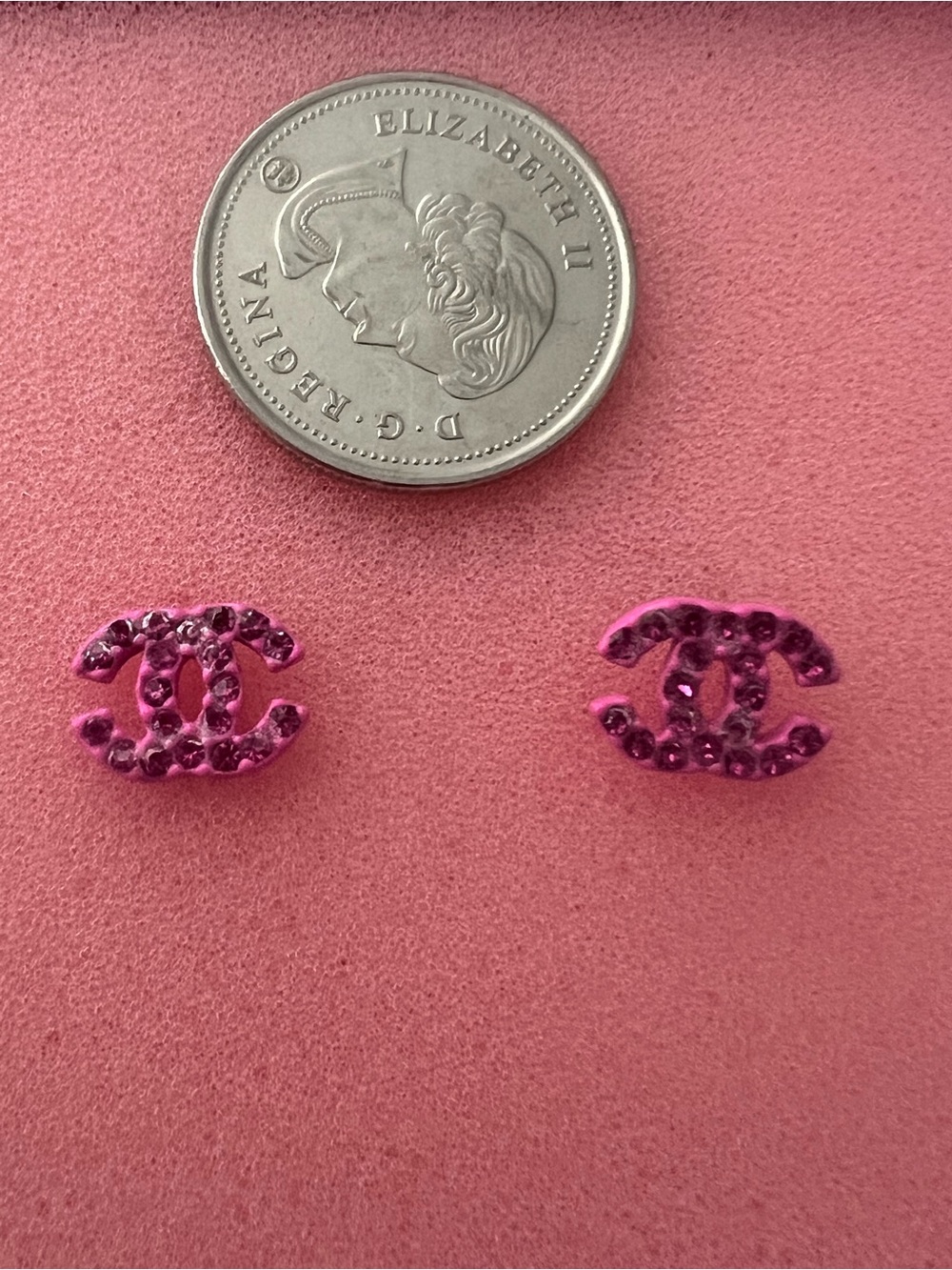 Pink Crystal CC Logo Stud Earrings